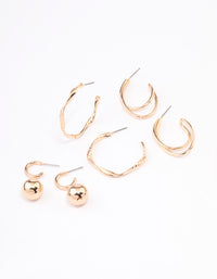 Gold Twisted Hoop Earrings Pack - link has visual effect only