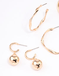 Gold Twisted Hoop Earrings Pack - link has visual effect only