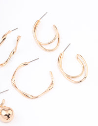 Gold Twisted Hoop Earrings Pack - link has visual effect only