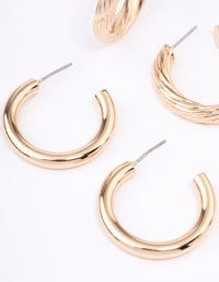 Gold Mixed Hoop Earrings Pack - link has visual effect only