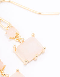 Gold Plated Round & Square Semi-Precious Drop Earrings - link has visual effect only