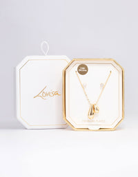 Gold Plated Double Drop Pendant Necklace & Earrings Set - link has visual effect only