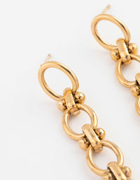 Waterproof Gold Plated Stainless Steel Oval Ball Chain Drop Earrings - link has visual effect only