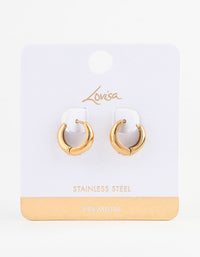 Waterproof Gold Plated Stainless Steel Mini Drop Huggie Earrings - link has visual effect only