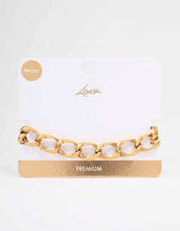 Waterproof Gold Plated Stainless Steel Open Curb Chain Bracelet - link has visual effect only