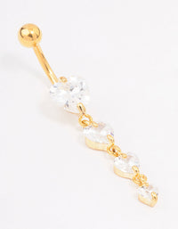 Gold Plated Surgical Steel Cubic Zirconia Heart Belly Ring - link has visual effect only