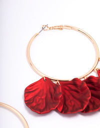 Red Iridescent Petal Hoop Earrings - link has visual effect only