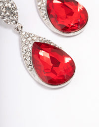 Red Stone Diamante Drop Earrings - link has visual effect only