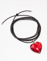 Red Heart Cord Choker Necklace - link has visual effect only