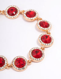 Red Round Multi Diamante Adjustable Bracelet - link has visual effect only