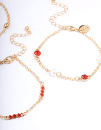 Red 5 Row Charm Gold Bracelets & Anklets Set - link has visual effect only