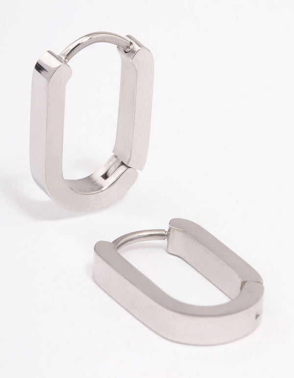 Surgical Steel Small Rectangle Huggie Earrings