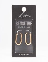 Gold Plated Surgical Steel Large Rectangle Huggie Earrings - link has visual effect only