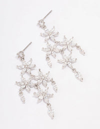 Rhodium Flower Chandelier Drop Earrings - link has visual effect only