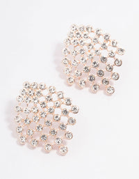 Rose Gold Round Diamante Stud Earrings - link has visual effect only