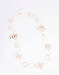 Rose Gold Rose Link Necklace - link has visual effect only