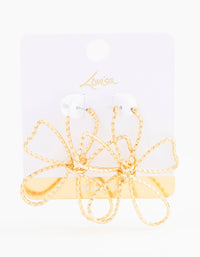 Gold Plated Textured Wire Flower Statement Earrings - link has visual effect only