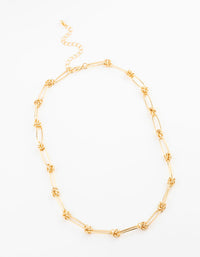 Gold Plated Open Link Knotted Pendant Necklace - link has visual effect only