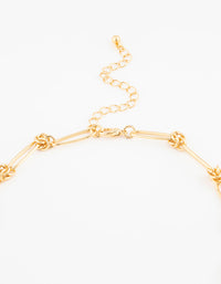 Gold Plated Open Link Knotted Pendant Necklace - link has visual effect only