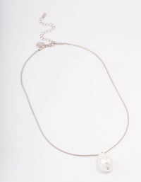 Rhodium Snake Chain Pearl Pendant Necklace - link has visual effect only