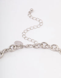 Rhodium Puffy Heart Chunky Chain Necklace - link has visual effect only