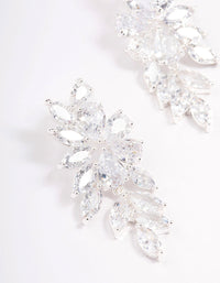 Silver Flower Cluster Drop Earrings - link has visual effect only