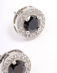 Rhodium Pave Circle Stud Earrings - link has visual effect only