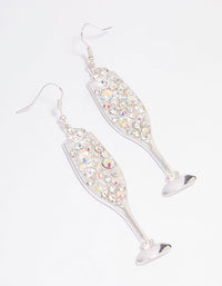 Silver Fizzy Champagne New Year Drop Earrings - link has visual effect only