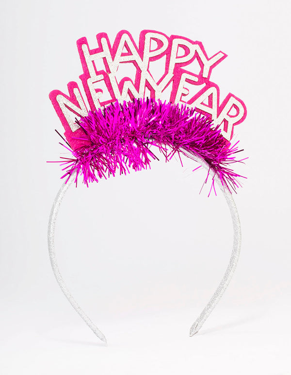 Pink & Silver Fabric New Year Headband