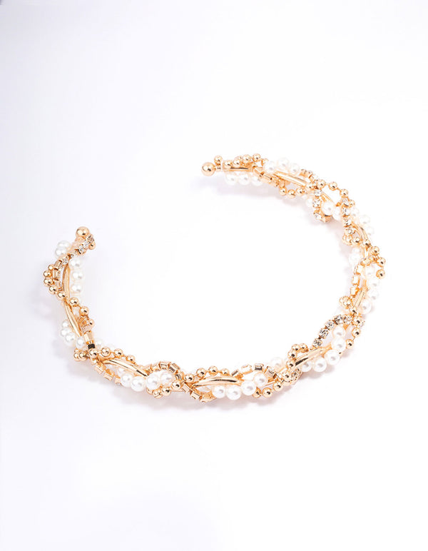 Gold Pearl & Diamante Choker