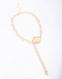 Gold Flower Diamante Cupchain Necklace - link has visual effect only