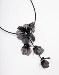 Black Flower Drop Y-Shape Necklace - link has visual effect only