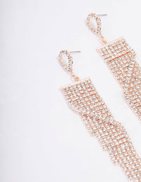 Rose Gold Wrapped Diamante Cupchain Drop Earrings - link has visual effect only