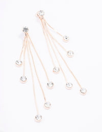 Rose Gold Diamante Drop Thread Through Earrings - link has visual effect only