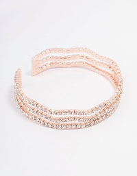 Rose Gold Diamante Wave Cupchain Wrist Cuff - link has visual effect only