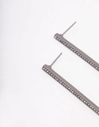 Gunmetal Skinny Diamante Drop Earrings - link has visual effect only