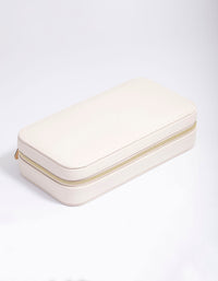 Cream Faux Leather Rectangle Jewellery Box - link has visual effect only