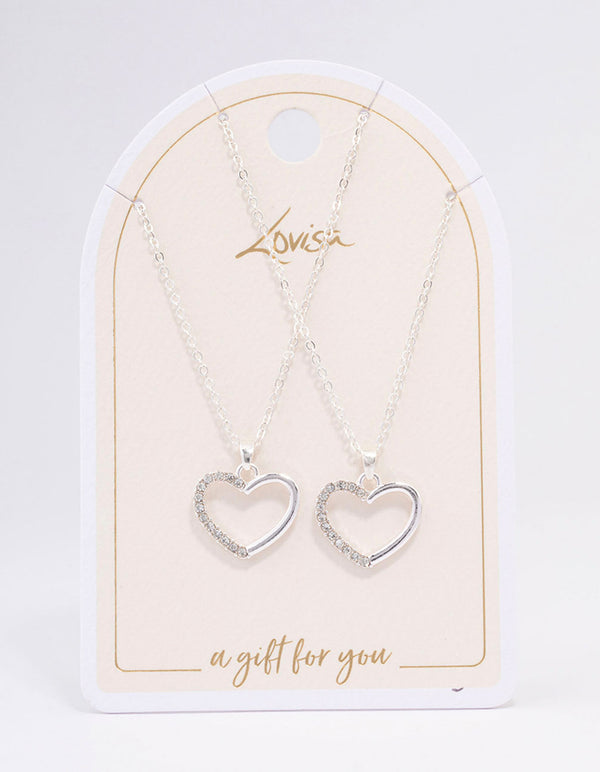 Silver Open Heart Diamante Necklace Pack Lovisa