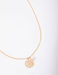 Gold Chunky Coin & Pearl Necklace - link has visual effect only