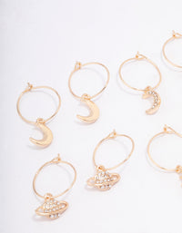 Gold Galaxy Wire Hoop Earring 6-Pack - link has visual effect only