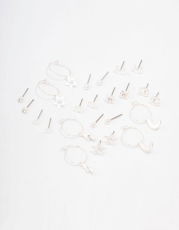 Silver Celestial Cross Earring 12-Pack