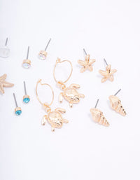 Gold Pearl Seashell Earring 8-Pack - link has visual effect only