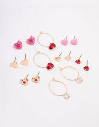 Gold Mixed Heart Earring 8-Pack - link has visual effect only