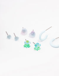 Blue Heart & Flower Earring 8-Pack - link has visual effect only