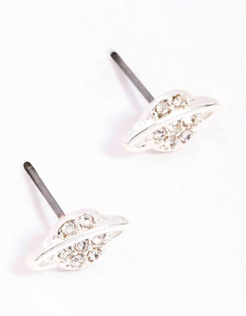 Silver Diamante Planet Stud Earrings - Lovisa