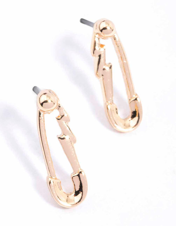 Gold pin sale earrings