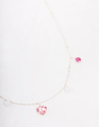 Silver Pearl & Diamante Heart Necklace - link has visual effect only