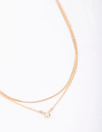 Gold Double Diamante & Snake Chain Layered Necklace - link has visual effect only