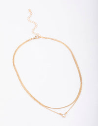 Gold Double Diamante & Snake Chain Layered Necklace - link has visual effect only