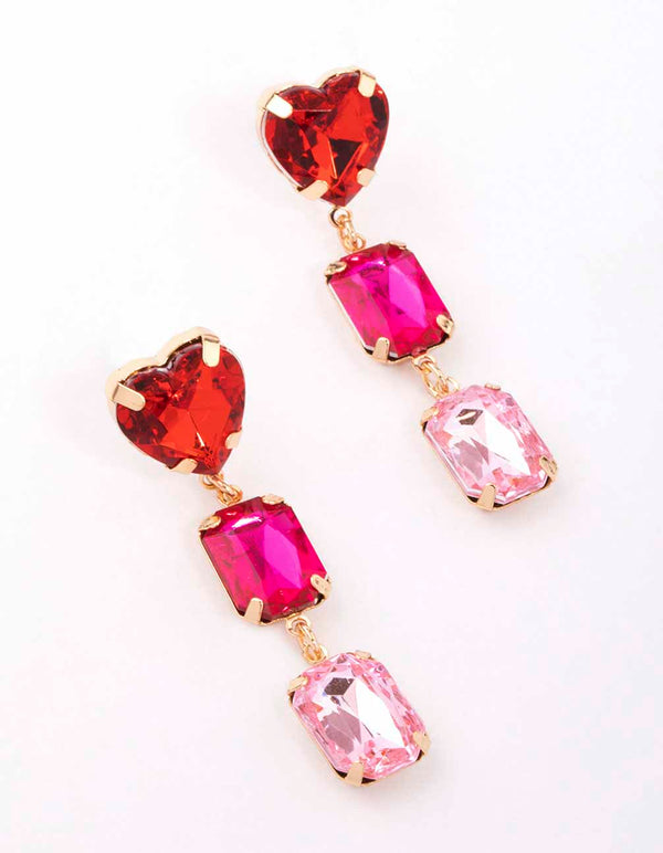 Red heart hot sale drop earrings